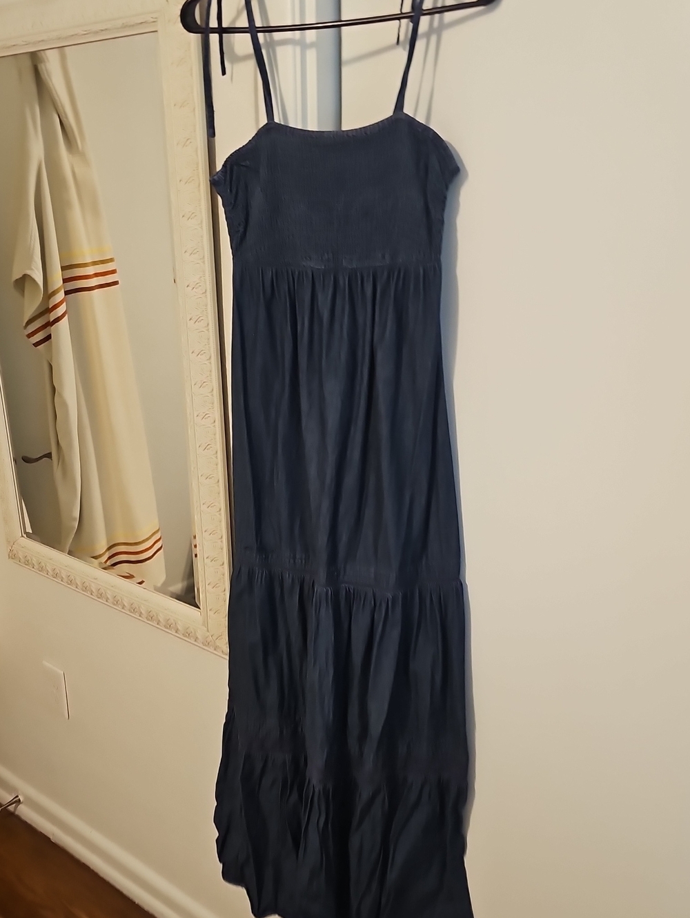 a.n.a Navy Blue Tiered Spaghetti-Strap Maxi Dress